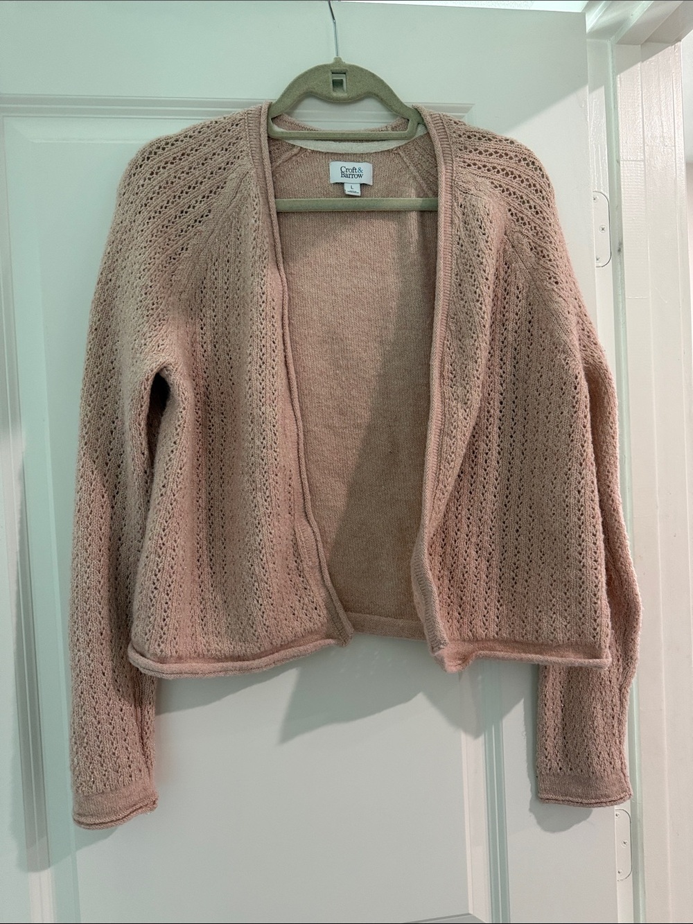 croft & barrow Blush Open-Front Knit Cardigan